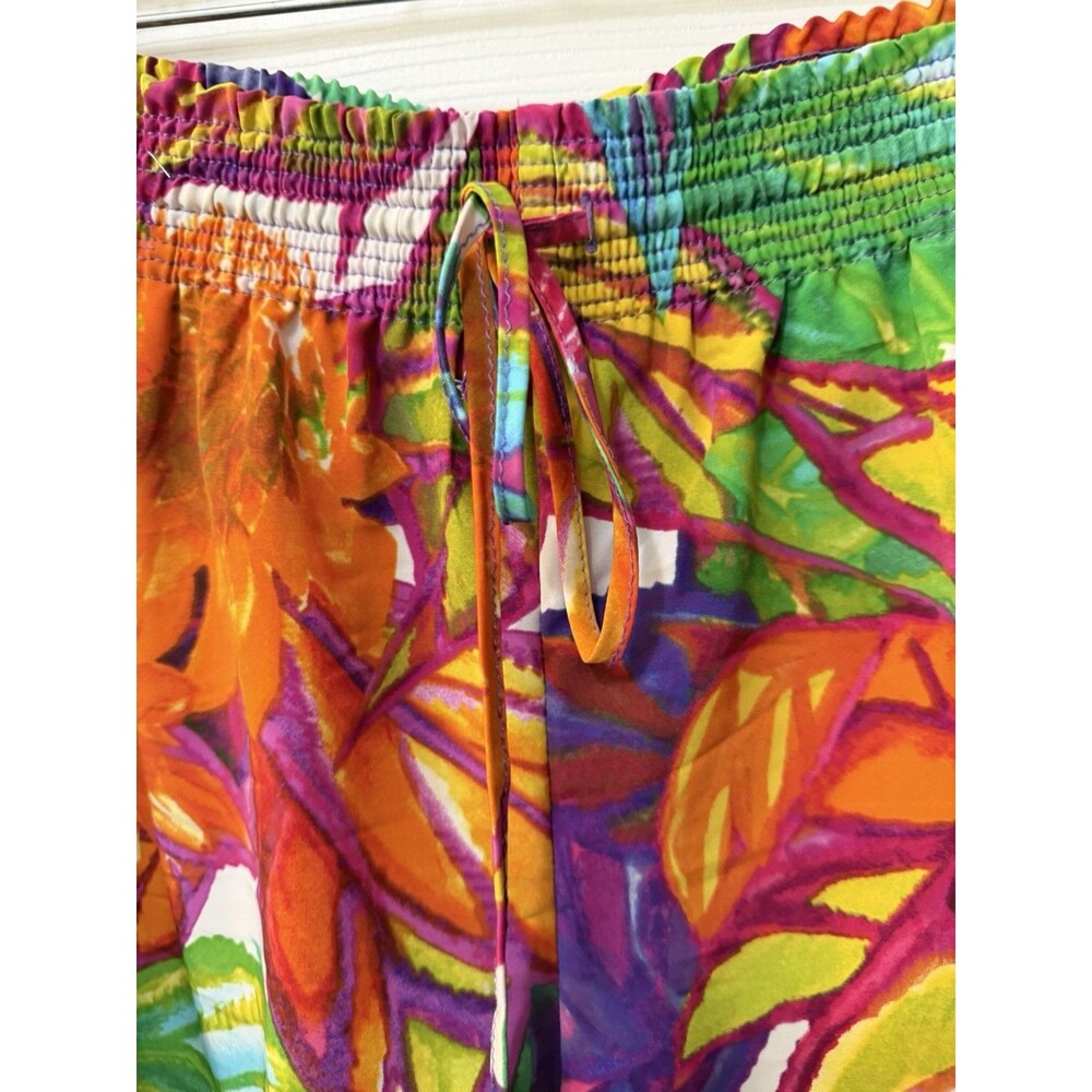 Ralph Lauren 2X Colorful Floral Tropical Palazzo Pants Elastic Waist Draw String - Picture 3 of 5